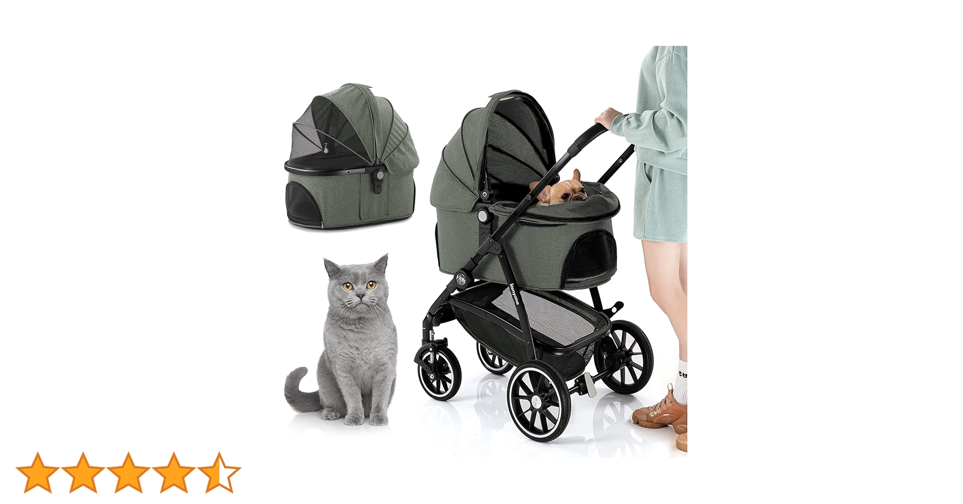 Amazon.co.jp: Kenyone ペット用ベビーカー 3イン1 犬用カート 中型